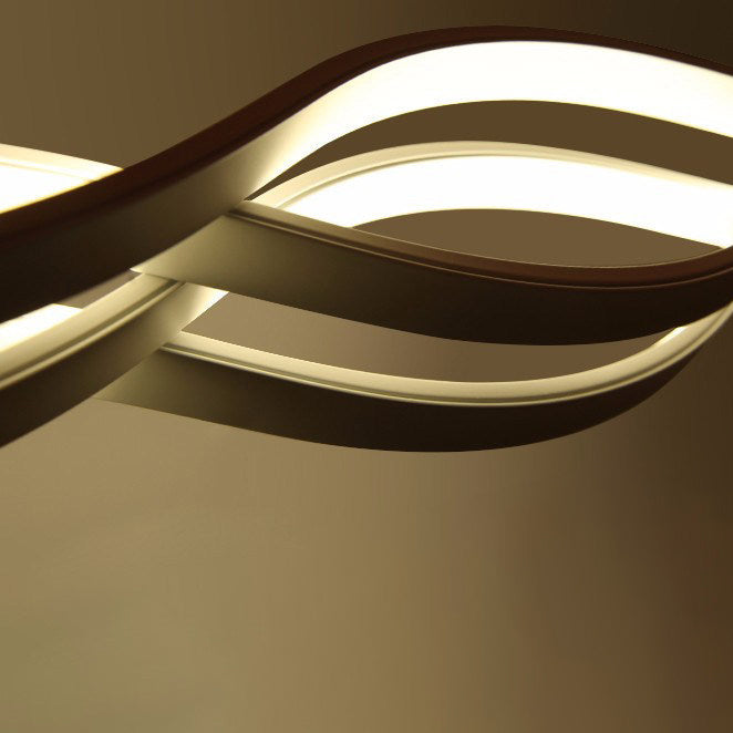 Modern Minimalist Double Loop Wave LED Chandelier - Aluminum Hardware for Dining Room