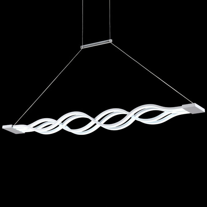 Modern Minimalist Double Loop Wave LED Chandelier - Aluminum Hardware for Dining Room