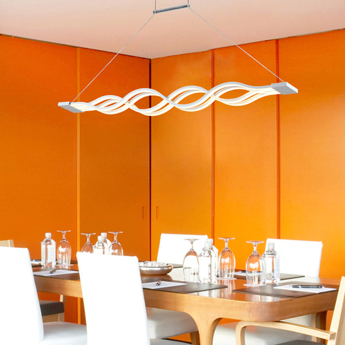 Modern Minimalist Double Loop Wave LED Chandelier - Aluminum Hardware for Dining Room