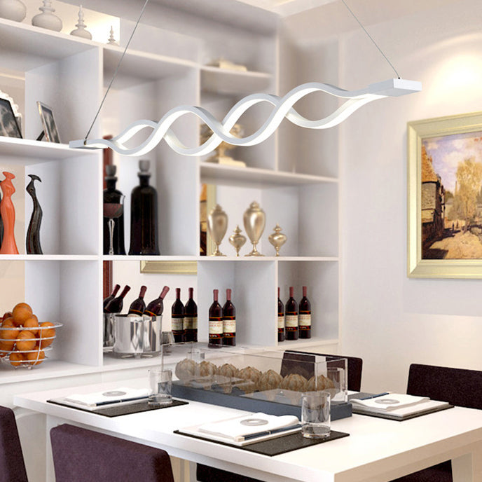 Modern Minimalist Double Loop Wave LED Chandelier - Aluminum Hardware for Dining Room
