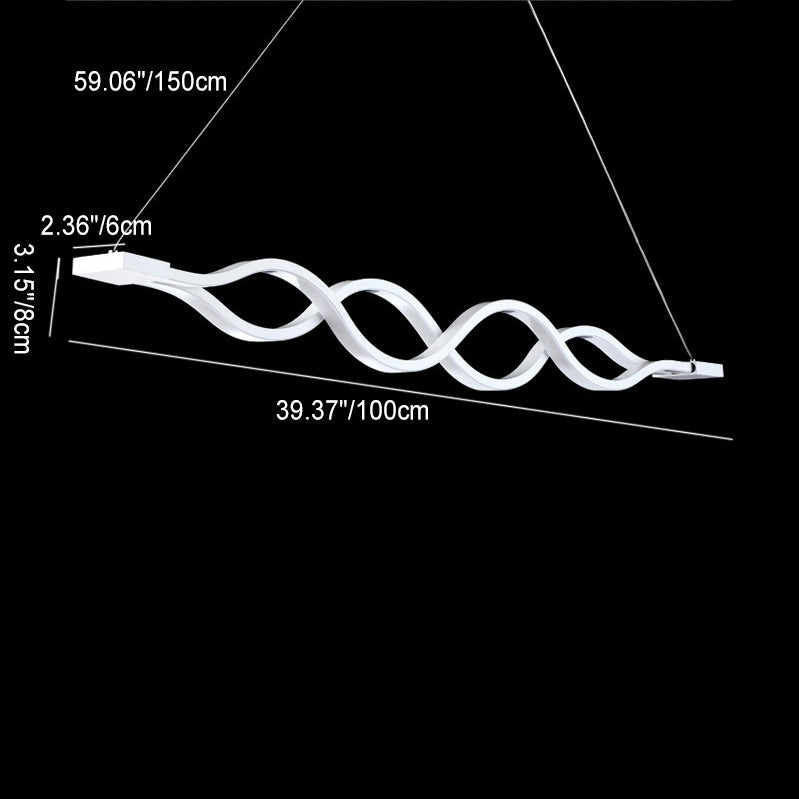 Modern Minimalist Double Loop Wave LED Chandelier - Aluminum Hardware for Dining Room