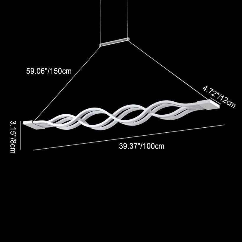 Modern Minimalist Double Loop Wave LED Chandelier - Aluminum Hardware for Dining Room