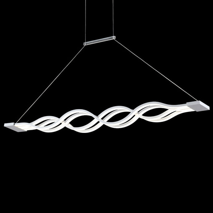 Modern Minimalist Double Loop Wave LED Chandelier - Aluminum Hardware for Dining Room