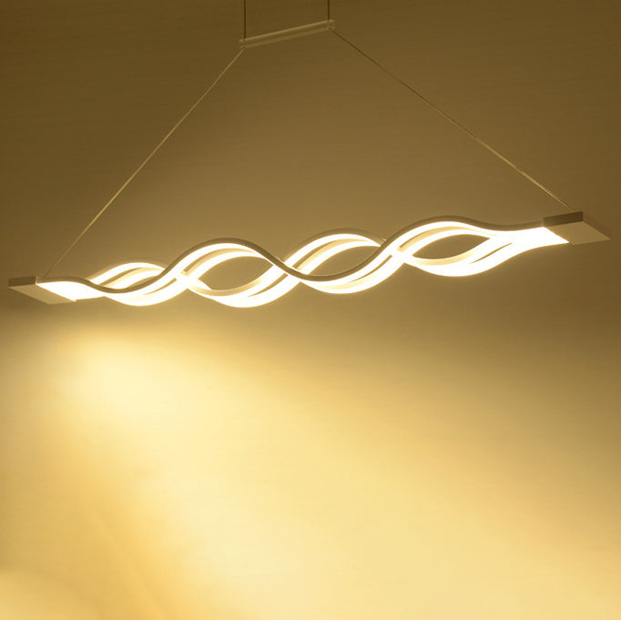 Modern Minimalist Double Loop Wave LED Chandelier - Aluminum Hardware for Dining Room