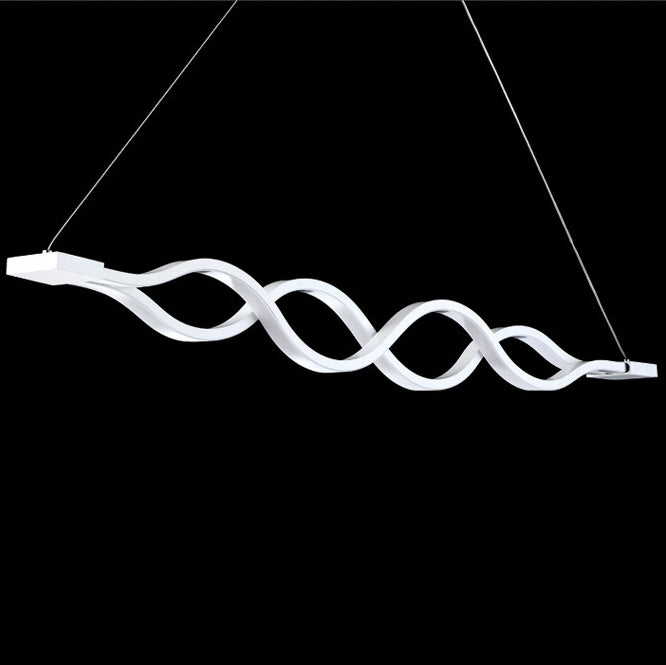Modern Minimalist Double Loop Wave LED Chandelier - Aluminum Hardware for Dining Room