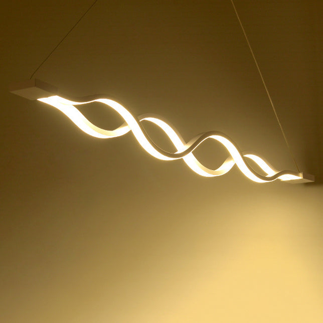 Modern Minimalist Double Loop Wave LED Chandelier - Aluminum Hardware for Dining Room