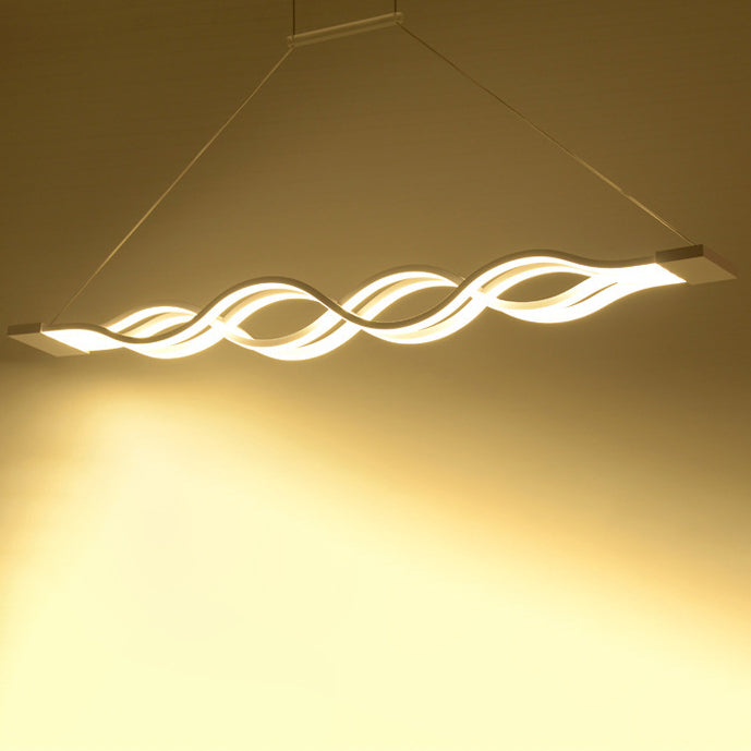 Modern Minimalist Double Loop Wave LED Chandelier - Aluminum Hardware for Dining Room