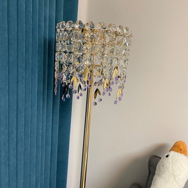 Traditional Luxury Crystal Stainless Steel Floor Lamp for Bedroom