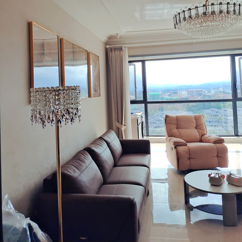Traditional Luxury Crystal Stainless Steel Floor Lamp for Bedroom