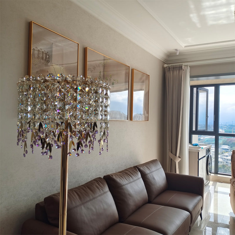 Traditional Luxury Crystal Stainless Steel Floor Lamp for Bedroom