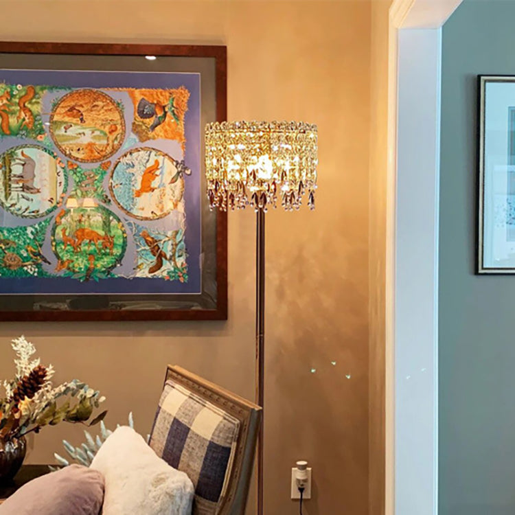 Traditional Luxury Crystal Stainless Steel Floor Lamp for Bedroom