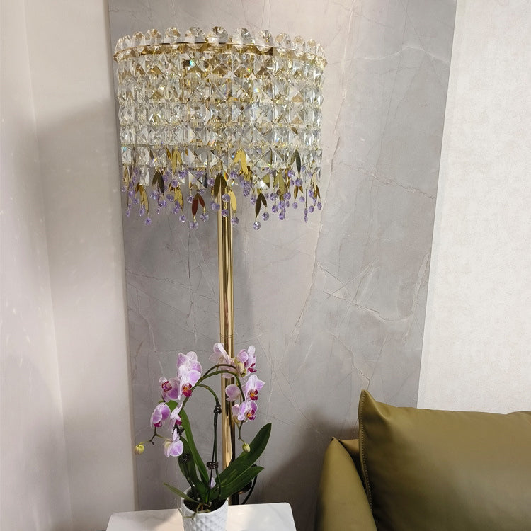 Traditional Luxury Crystal Stainless Steel Floor Lamp for Bedroom