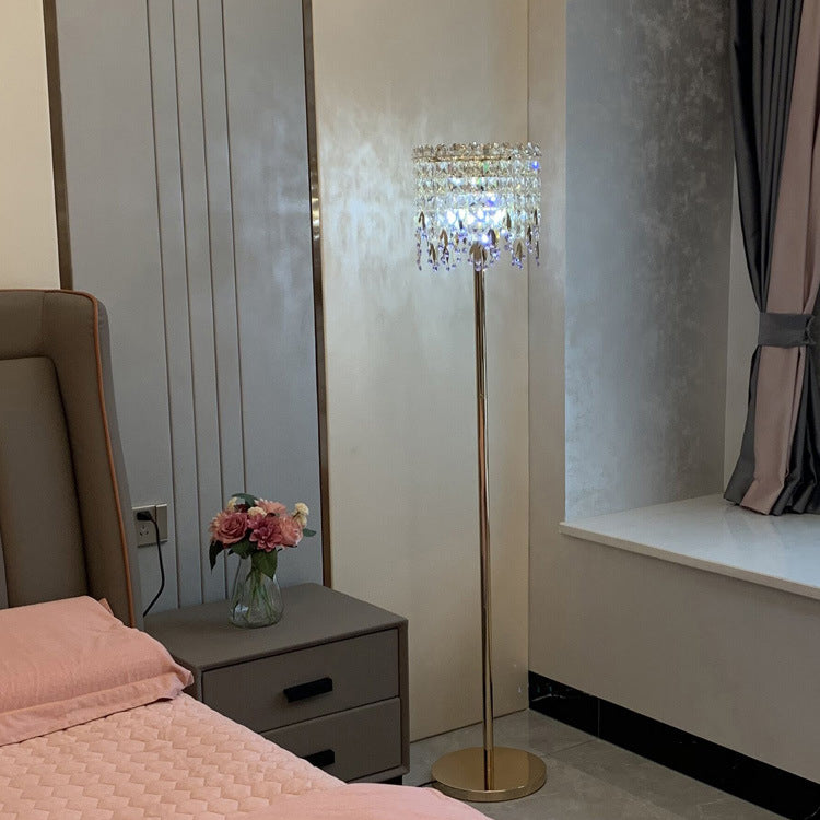 Traditional Luxury Crystal Stainless Steel Floor Lamp for Bedroom