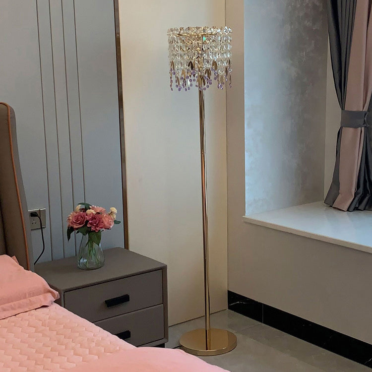 Traditional Luxury Crystal Stainless Steel Floor Lamp for Bedroom