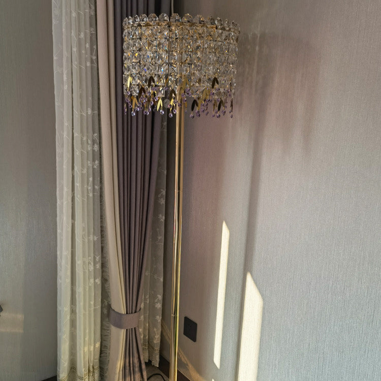 Traditional Luxury Crystal Stainless Steel Floor Lamp for Bedroom