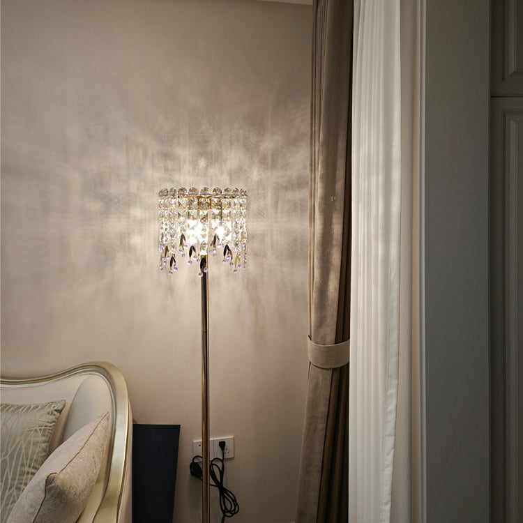 Traditional Luxury Crystal Stainless Steel Floor Lamp for Bedroom