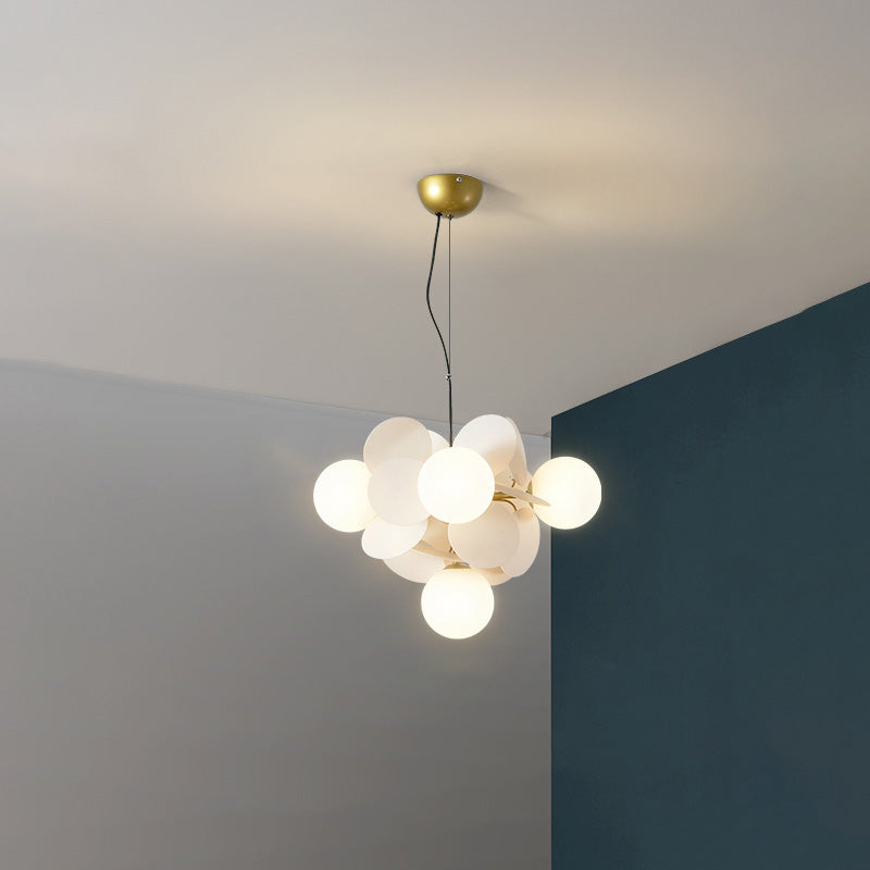 Contemporary Nordic Metal Chandelier - Colorful Acrylic Flower Branch Glass Ball 5/6/8/10/12/15 Light for Living Room