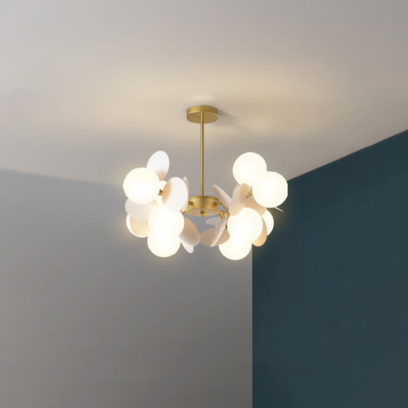 Contemporary Nordic Metal Chandelier - Colorful Acrylic Flower Branch Glass Ball 5/6/8/10/12/15 Light for Living Room