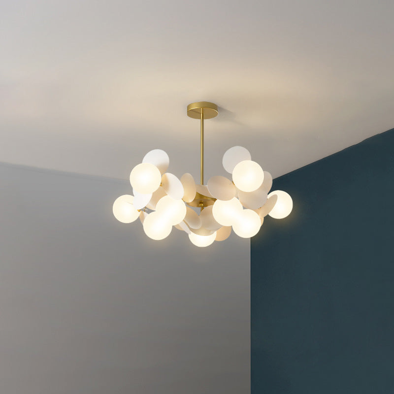Contemporary Nordic Metal Chandelier - Colorful Acrylic Flower Branch Glass Ball 5/6/8/10/12/15 Light for Living Room