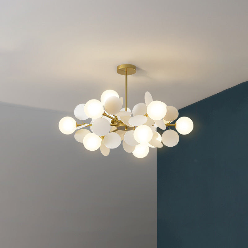 Contemporary Nordic Metal Chandelier - Colorful Acrylic Flower Branch Glass Ball 5/6/8/10/12/15 Light for Living Room