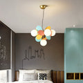 Contemporary Nordic Metal Chandelier - Colorful Acrylic Flower Branch Glass Ball 5/6/8/10/12/15 Light for Living Room