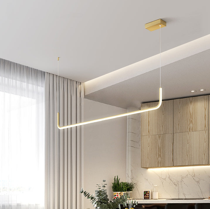 Modern Minimalist Aluminum LED Island Light Chandelier with Silica Gel for Dining Room