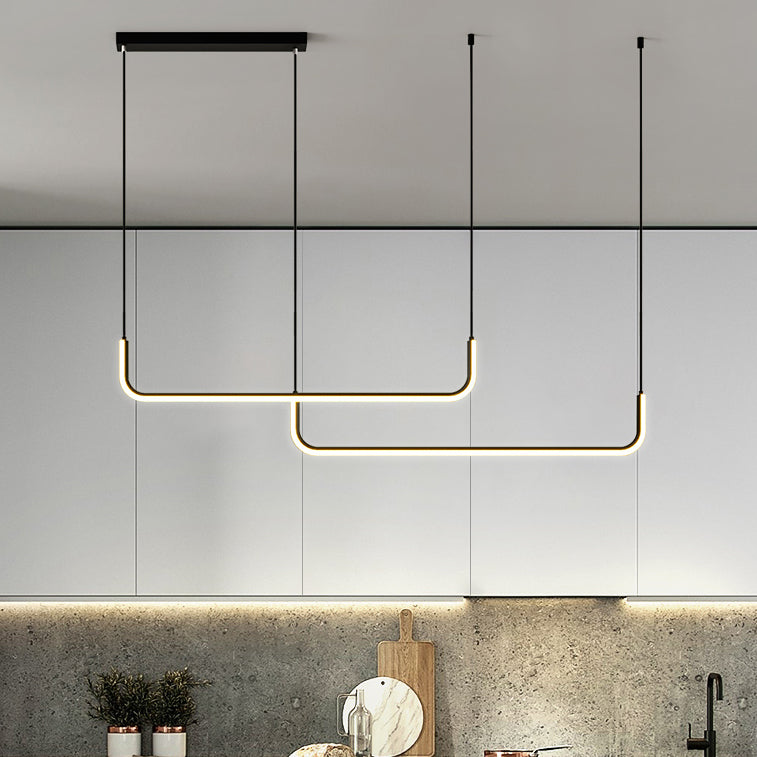 Modern Minimalist Aluminum LED Island Light Chandelier with Silica Gel for Dining Room
