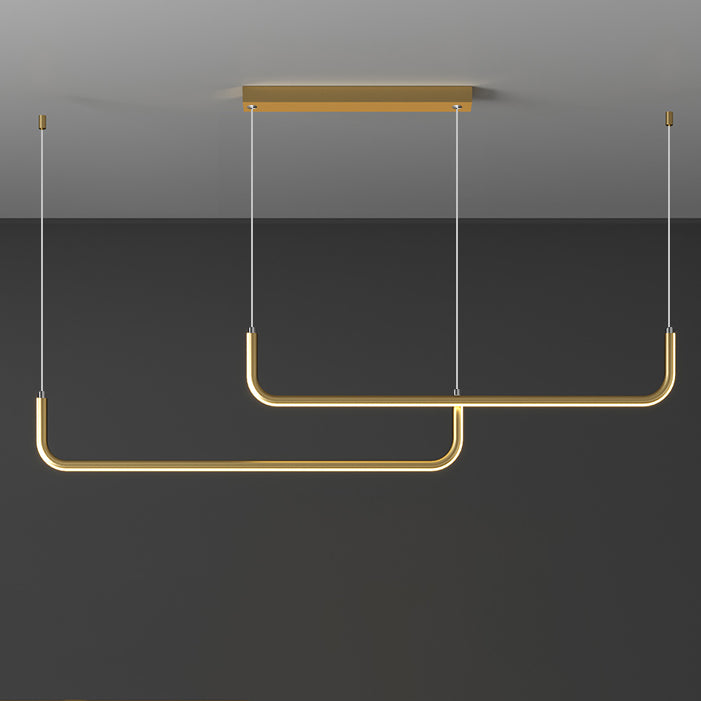 Modern Minimalist Aluminum LED Island Light Chandelier with Silica Gel for Dining Room