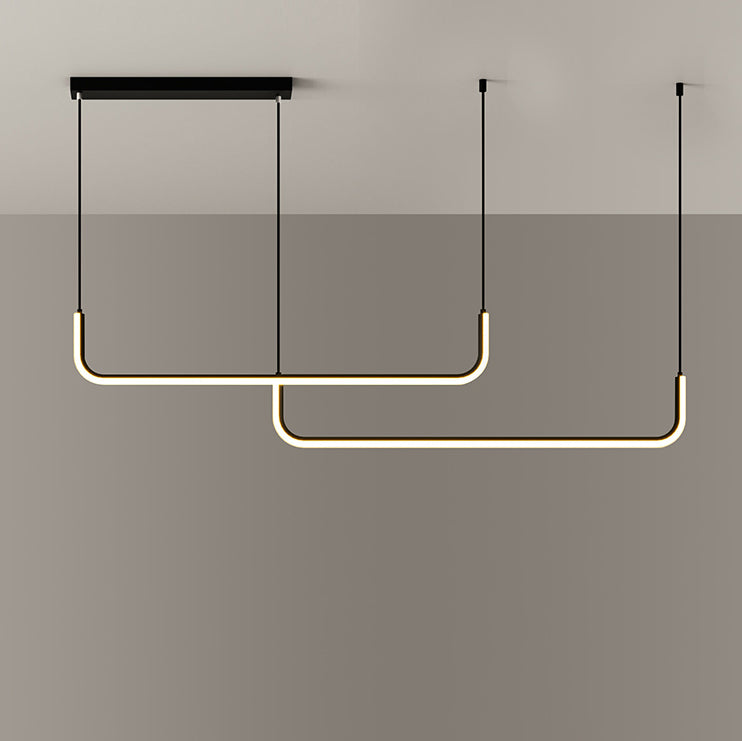 Modern Minimalist Aluminum LED Island Light Chandelier with Silica Gel for Dining Room