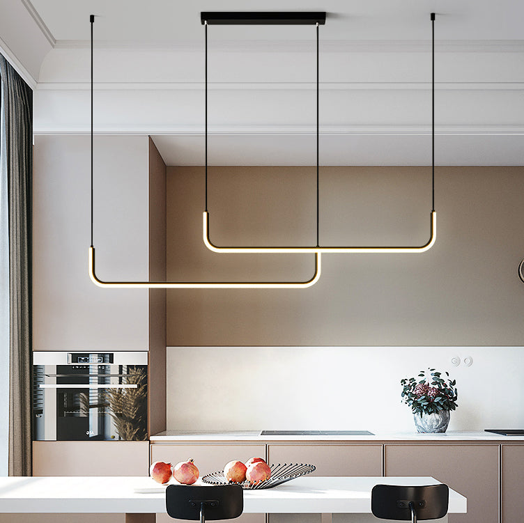 Modern Minimalist Aluminum LED Island Light Chandelier with Silica Gel for Dining Room