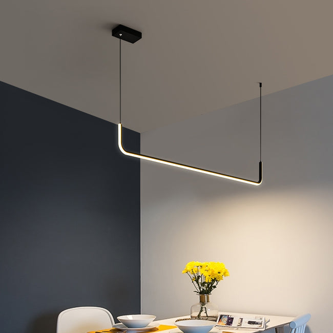 Modern Minimalist Aluminum LED Island Light Chandelier with Silica Gel for Dining Room