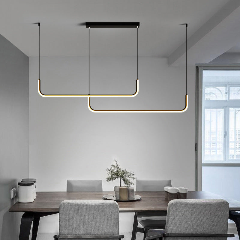 Modern Minimalist Aluminum LED Island Light Chandelier with Silica Gel for Dining Room