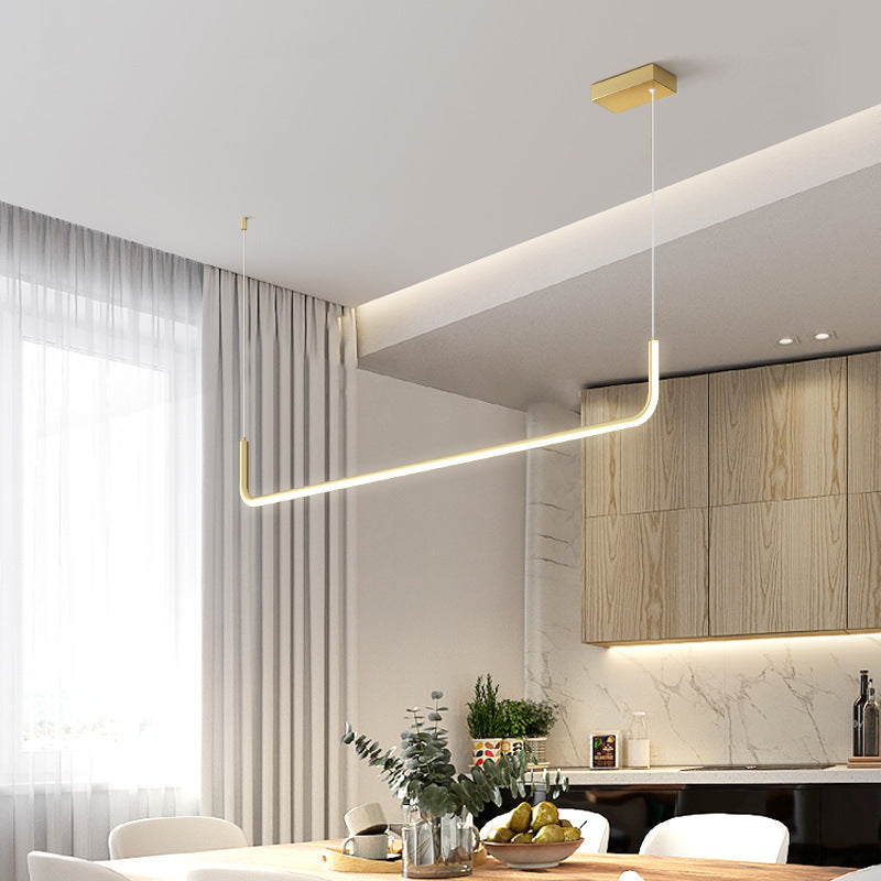 Modern Minimalist Aluminum LED Island Light Chandelier with Silica Gel for Dining Room
