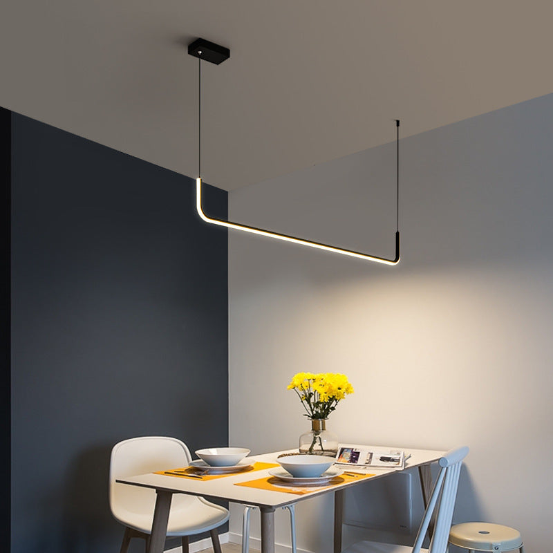 Modern Minimalist Aluminum LED Island Light Chandelier with Silica Gel for Dining Room