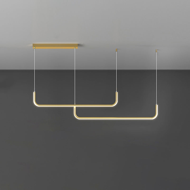 Modern Minimalist Aluminum LED Island Light Chandelier with Silica Gel for Dining Room