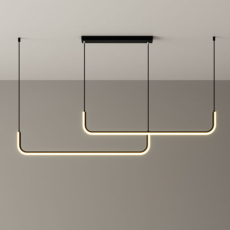Modern Minimalist Aluminum LED Island Light Chandelier with Silica Gel for Dining Room