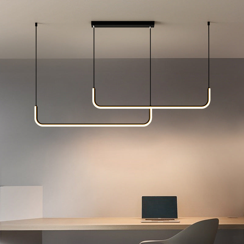 Modern Minimalist Aluminum LED Island Light Chandelier with Silica Gel for Dining Room