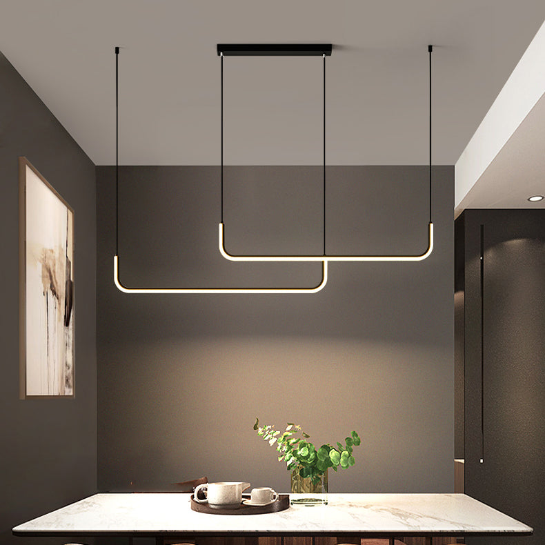 Modern Minimalist Aluminum LED Island Light Chandelier with Silica Gel for Dining Room