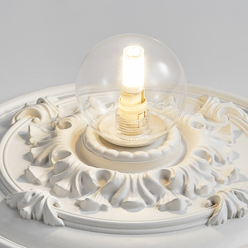 Traditional French Handmade Round Relief Resin Glass Flush Mount Ceiling Light for Hallway