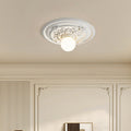 Traditional French Handmade Round Relief Resin Glass Flush Mount Ceiling Light for Hallway