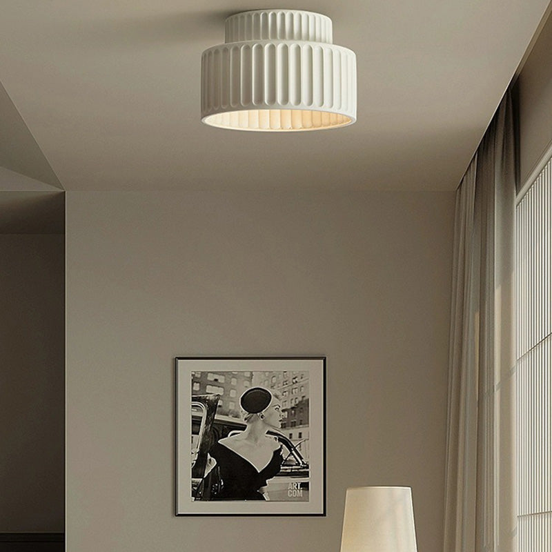 Contemporary Nordic Ribbed Resin 1-Light Semi-Flush Mount Ceiling Light for Hallways