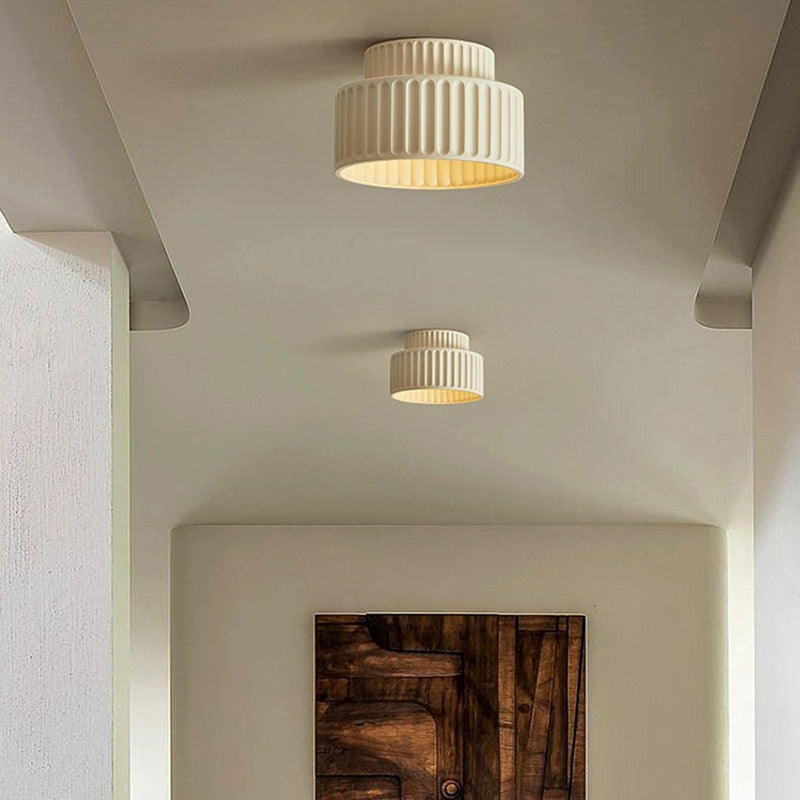 Contemporary Nordic Ribbed Resin 1-Light Semi-Flush Mount Ceiling Light for Hallways