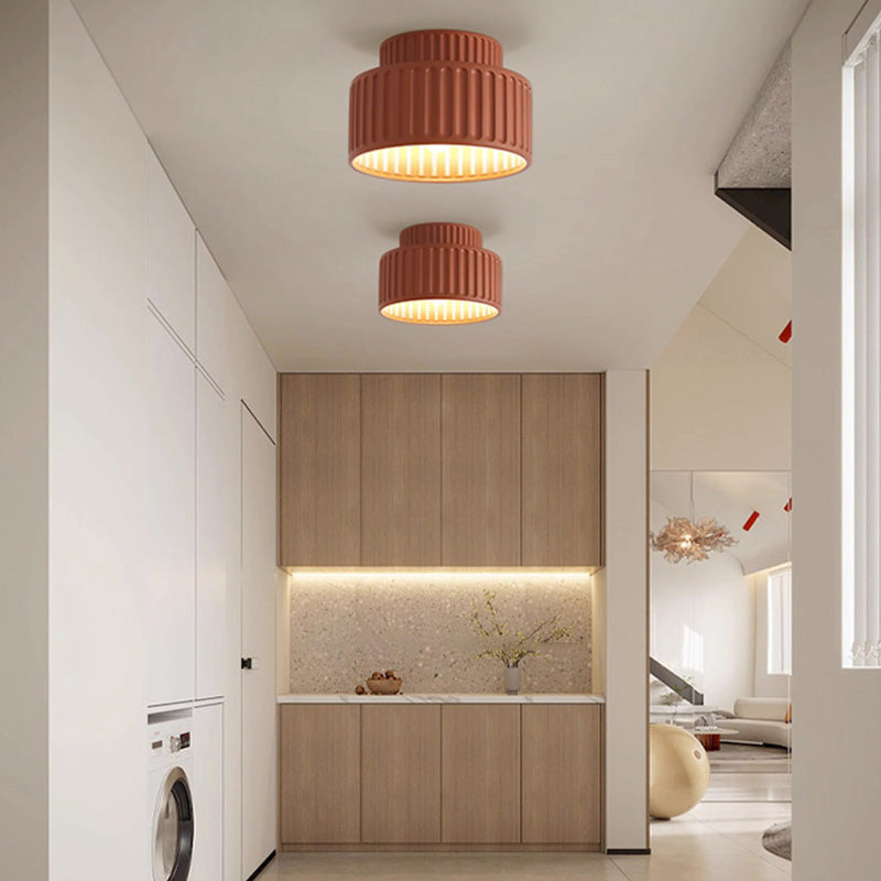 Contemporary Nordic Ribbed Resin 1-Light Semi-Flush Mount Ceiling Light for Hallways