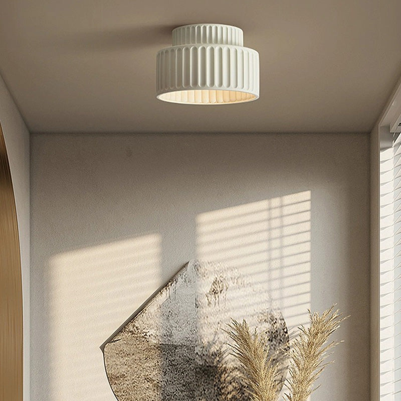 Contemporary Nordic Ribbed Resin 1-Light Semi-Flush Mount Ceiling Light for Hallways