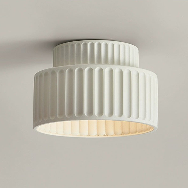 Contemporary Nordic Ribbed Resin 1-Light Semi-Flush Mount Ceiling Light for Hallways