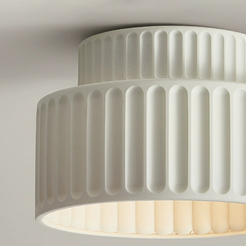 Contemporary Nordic Ribbed Resin 1-Light Semi-Flush Mount Ceiling Light for Hallways