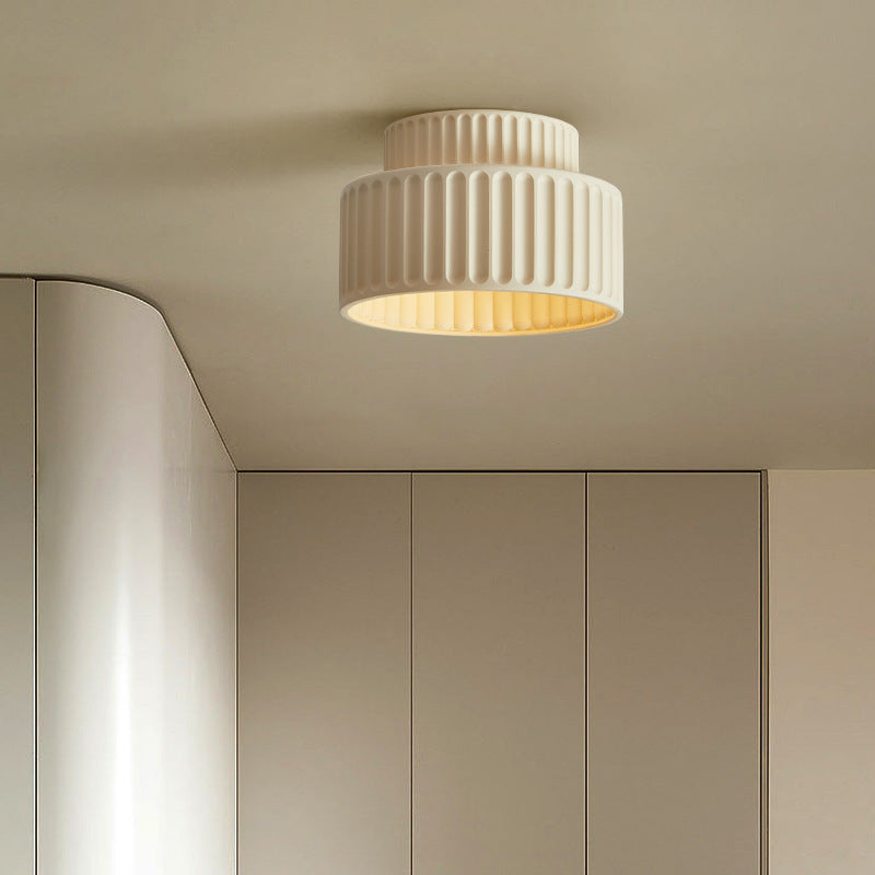 Contemporary Nordic Ribbed Resin 1-Light Semi-Flush Mount Ceiling Light for Hallways