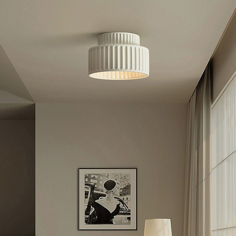 Contemporary Nordic Ribbed Resin 1-Light Semi-Flush Mount Ceiling Light for Hallways