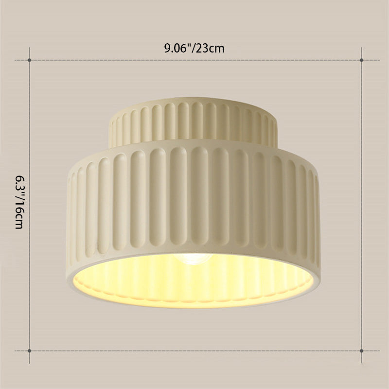 Contemporary Nordic Ribbed Resin 1-Light Semi-Flush Mount Ceiling Light for Hallways
