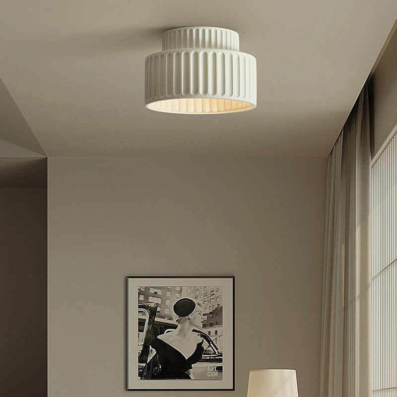 Contemporary Nordic Ribbed Resin 1-Light Semi-Flush Mount Ceiling Light for Hallways